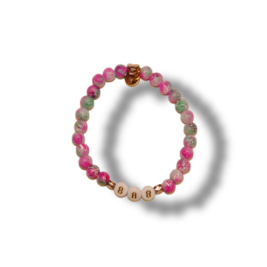 888 Angel Numbers pink flower vibe bracelet