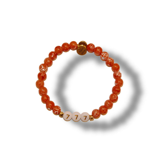 777 Angel Numbers orange vibe bracelet