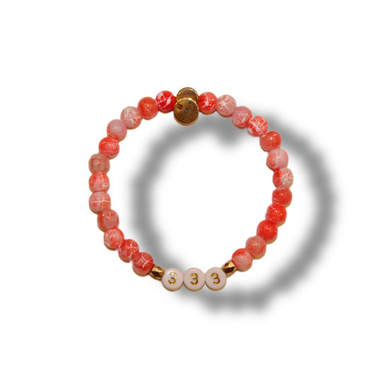 333 Angel Numbers coral vibe bracelet